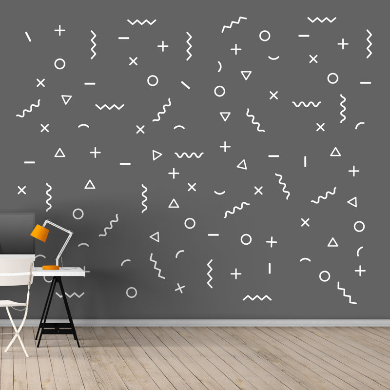 3895 Abstract Non-Wall Damaging Wall Decal, Gray/White