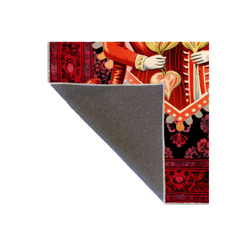 Tapis rouge rétro à motif de chat lavable à motif lavabo Noble, Sous-tapis rond 4 pi 11 po inclus