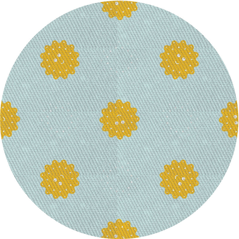 Tapis décoratif bleu chevalet, Rond 3 pi