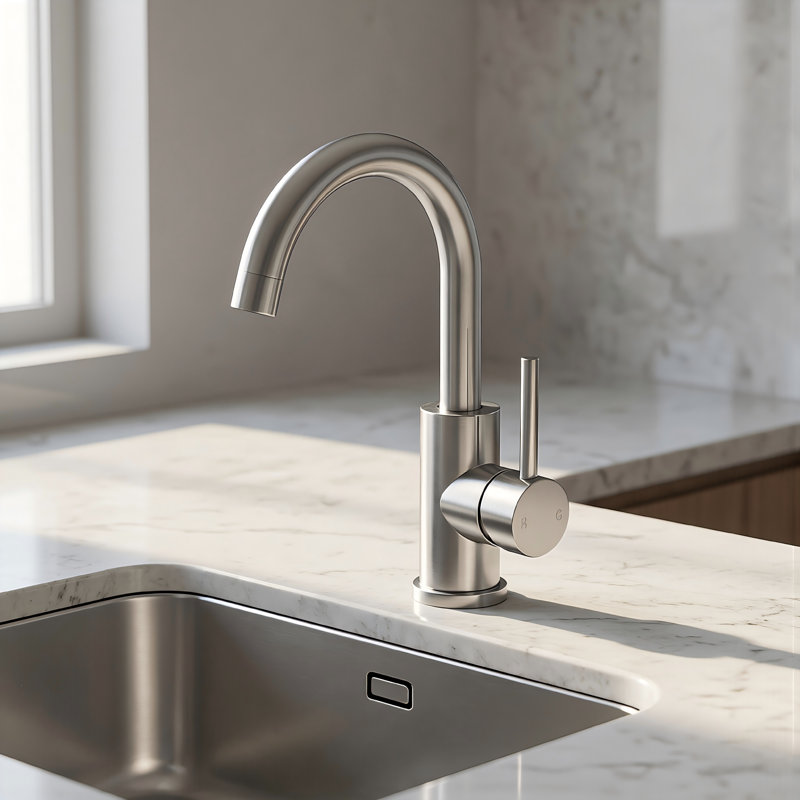 Single-Handle High-Bend Kitchen Faucet With Anti-Splash Aerator, Suitable For Multiple Scenarios Including Bathrooms, Rvs, Bars, And Toilets.