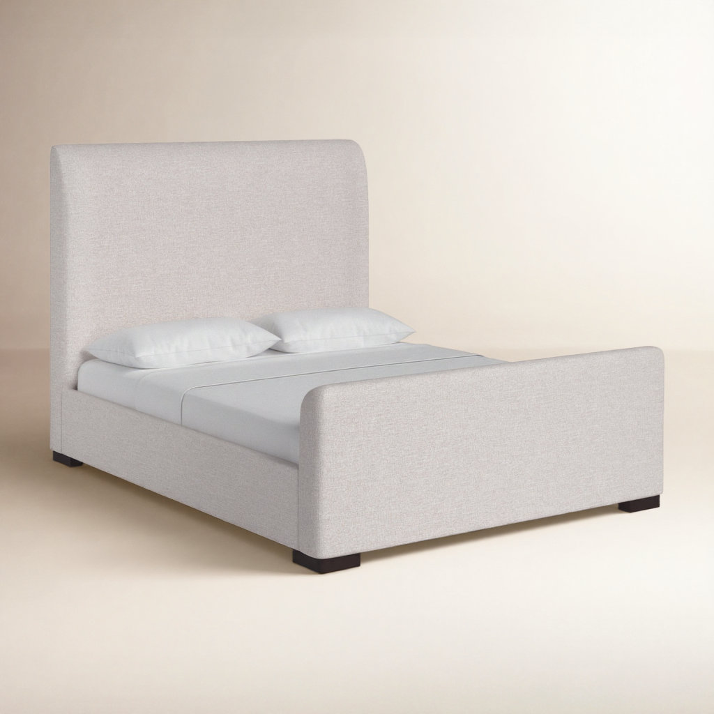 Scotty Upholstered Wingback Bed, Queen