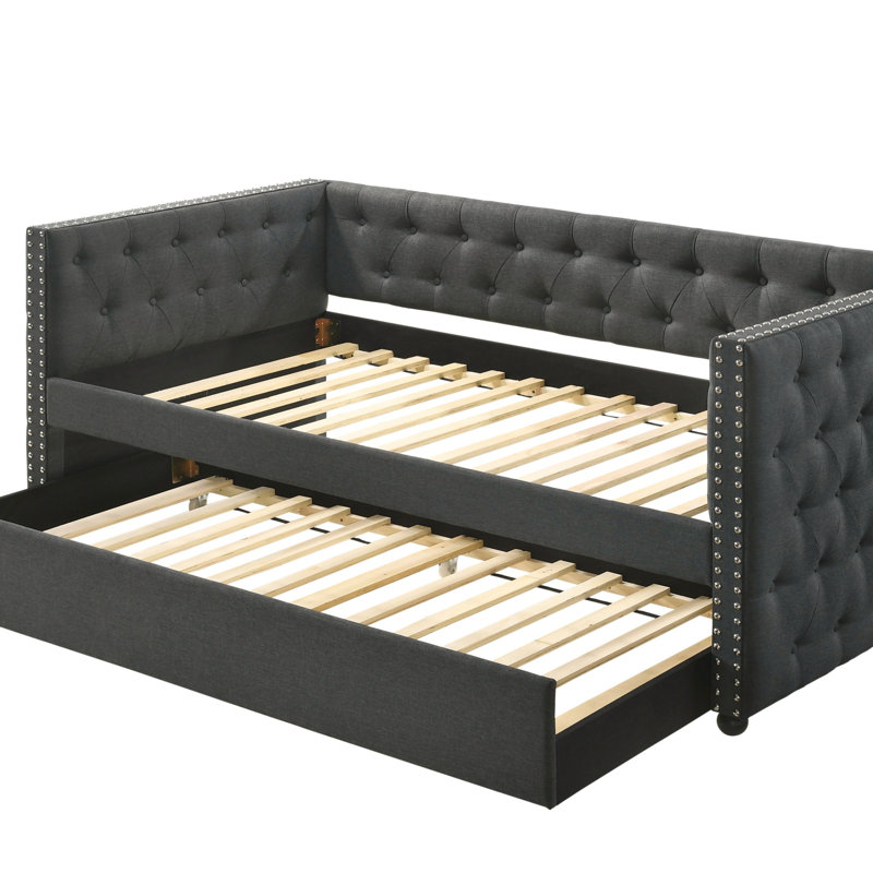 Romona Gray Fabric Daybed W/Trundle (Daybed), Twin