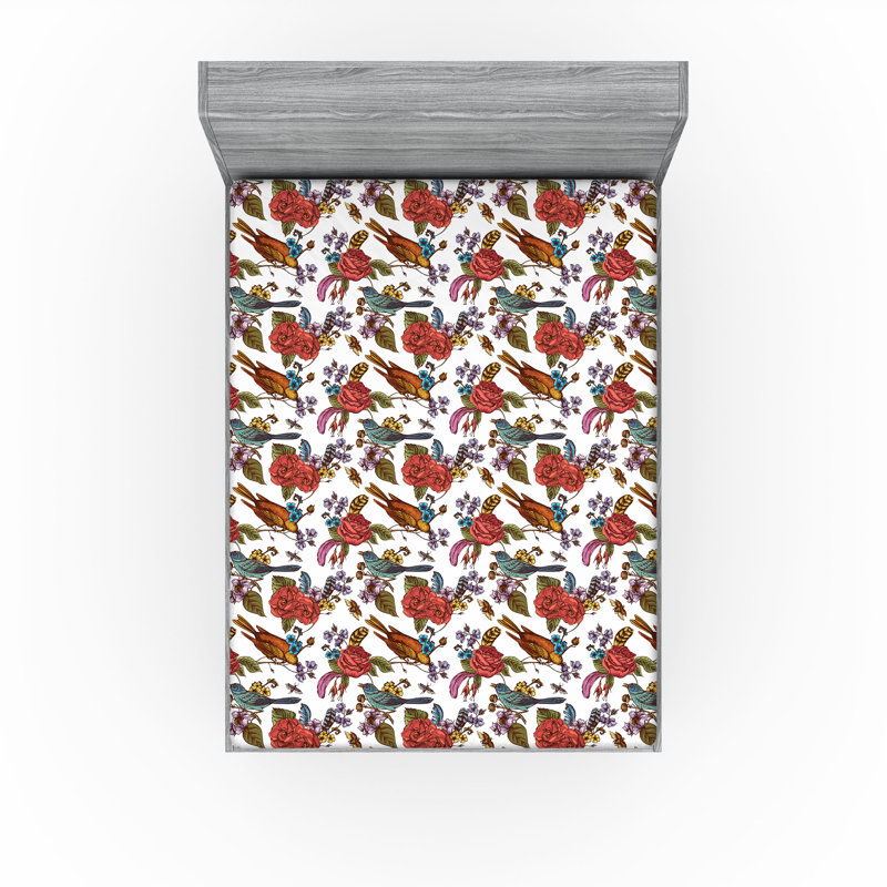 Ensemble de 2 draps-housses Ambesonne, Drap-housse grand, Multicolour Floral