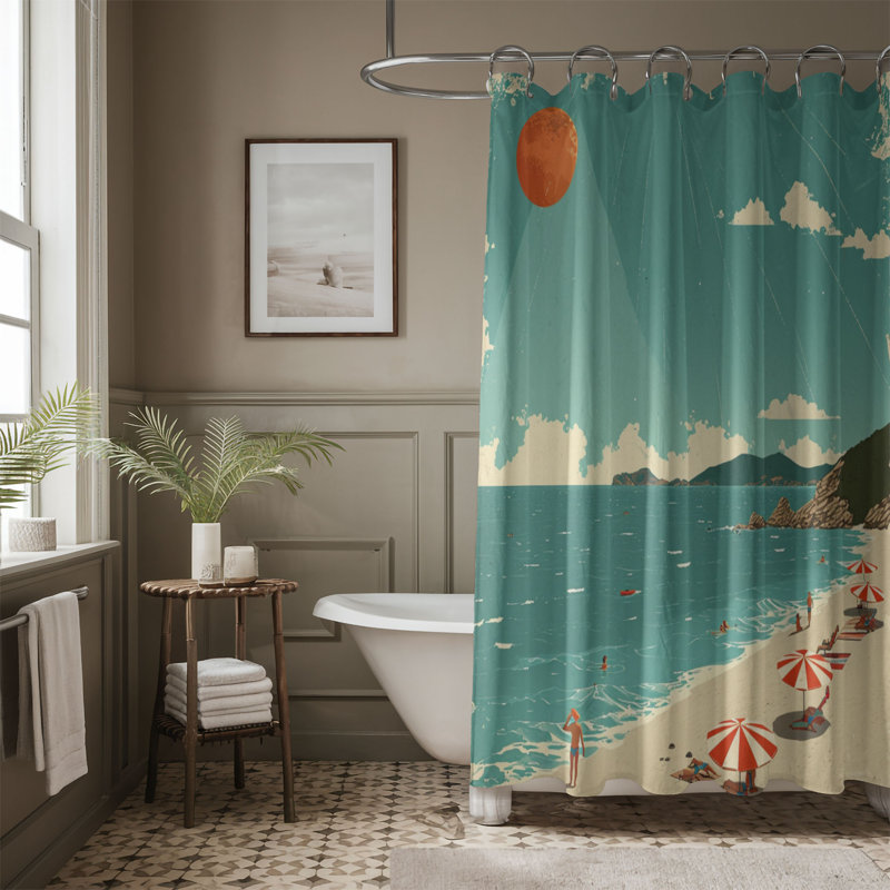 Classic Beach Patterns - Rideau de douche standard 1 pièce, H 74 po x l 71 po