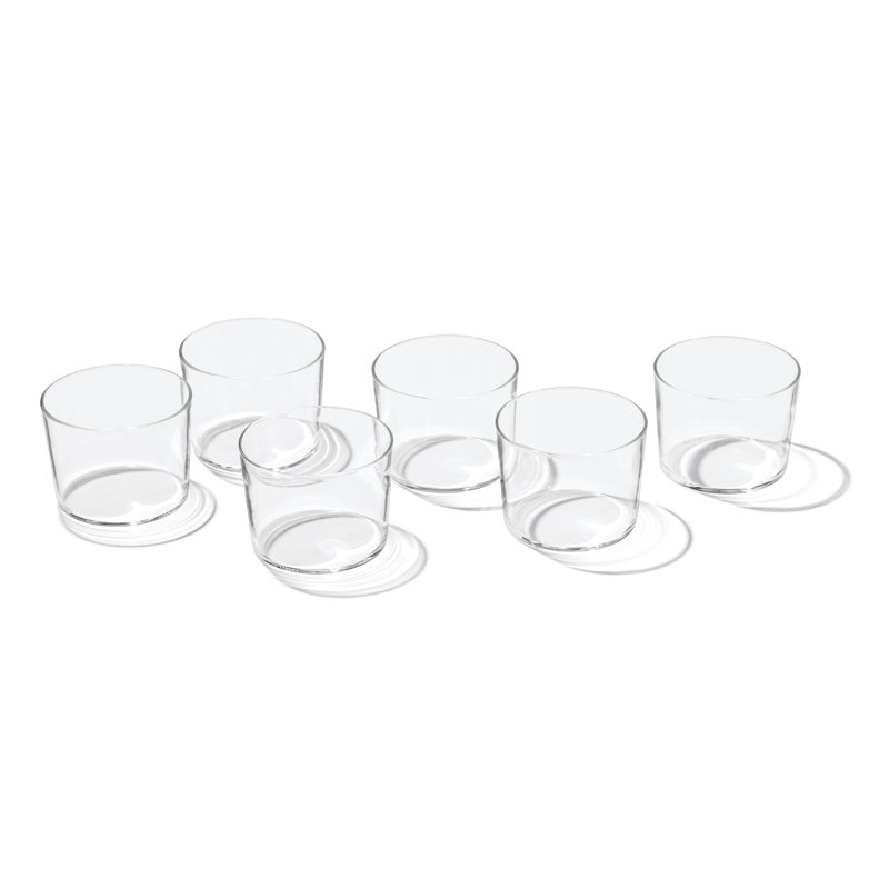 Clear Stackable Short Drinking Glasses, Set of 6