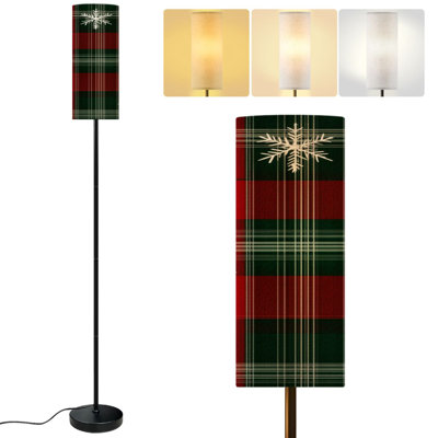  Lampe sur pied 68,5 "à motif écossais de flocons de neige blanc et rouge à motif de Noël avec ampoule à DEL à intensité variable incluse