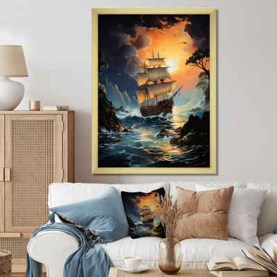 Pirate Boat Moonlit Raid - Pirate Wall Art Prints