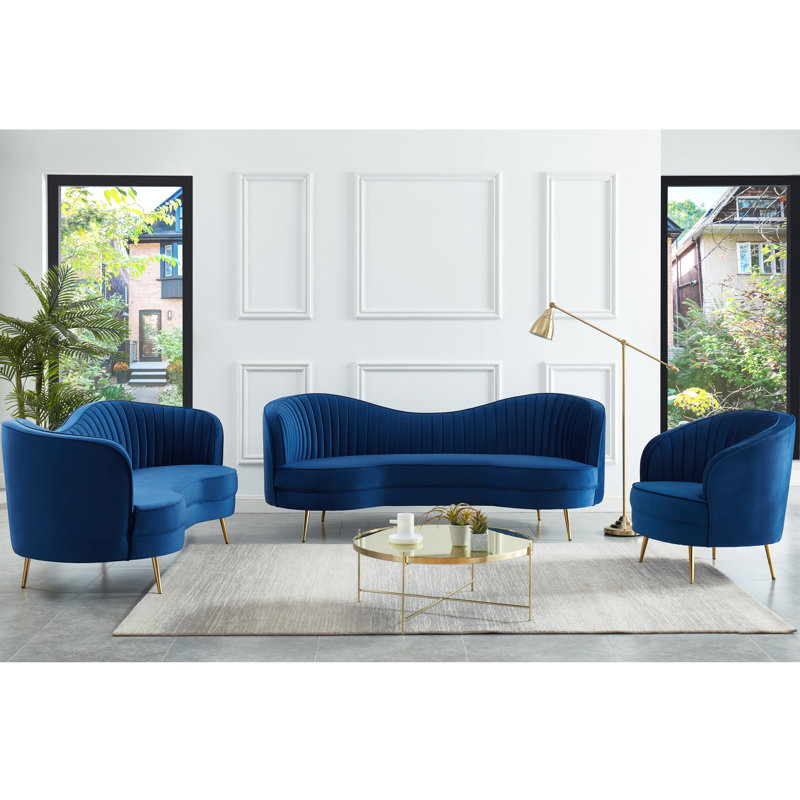 Agridaki Velvet Armchair, Blue Velvet