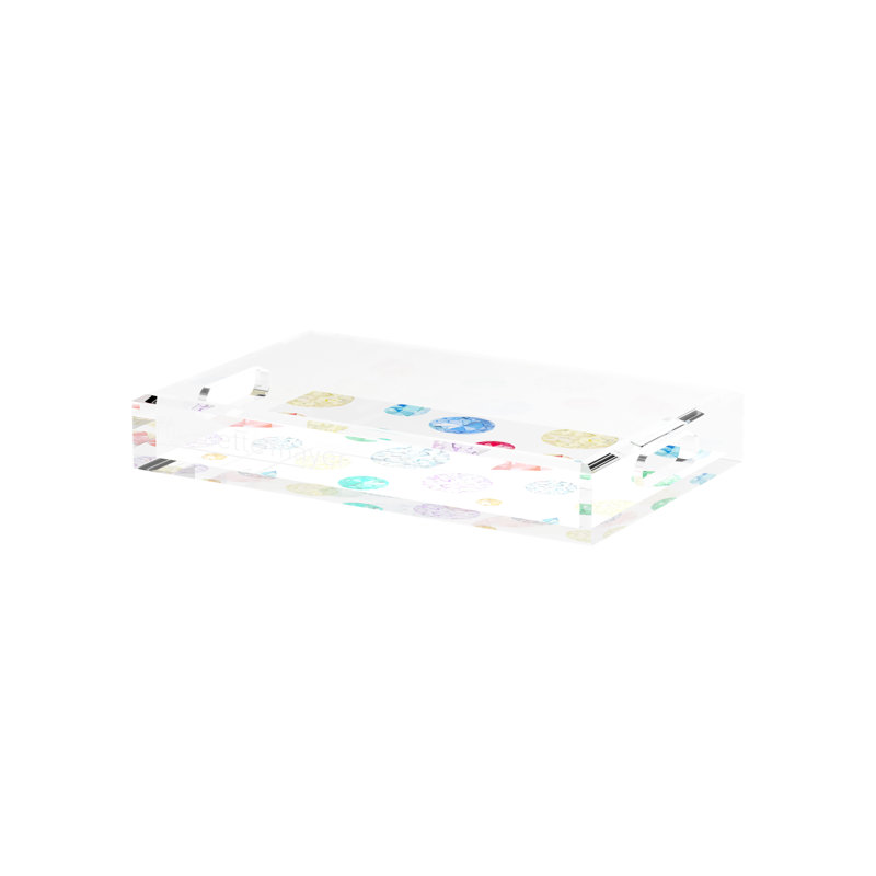  Jewel Acrylic Rectangle Decorative Tray, 2" H x 12.5" W x 7.75" D