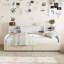 Lit plateforme simple tapissier avec rangement et tiroirs-590158732