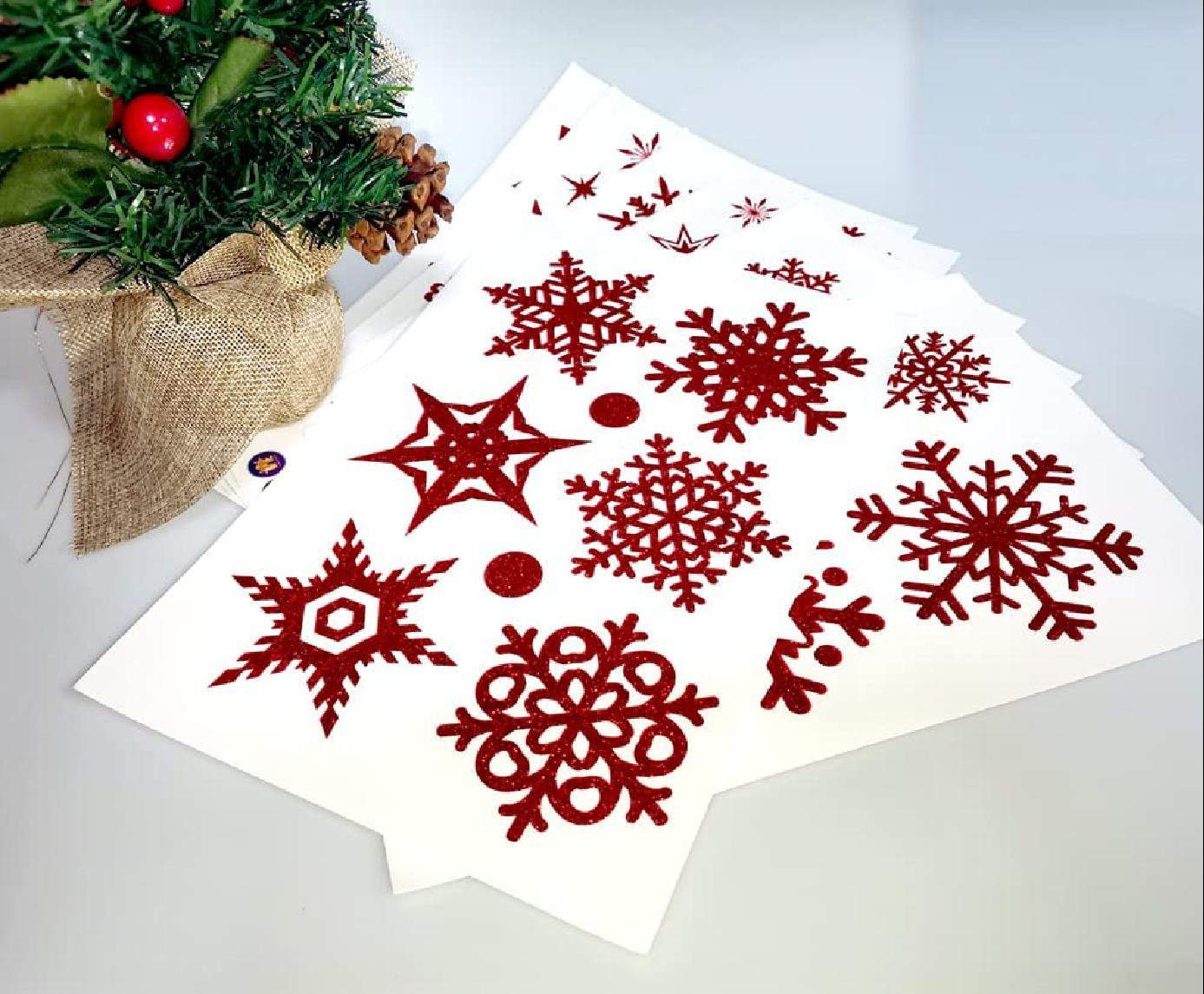 The Holiday Aisle® Glitter Snowflake Clings Decal Window Decal | Wayfair