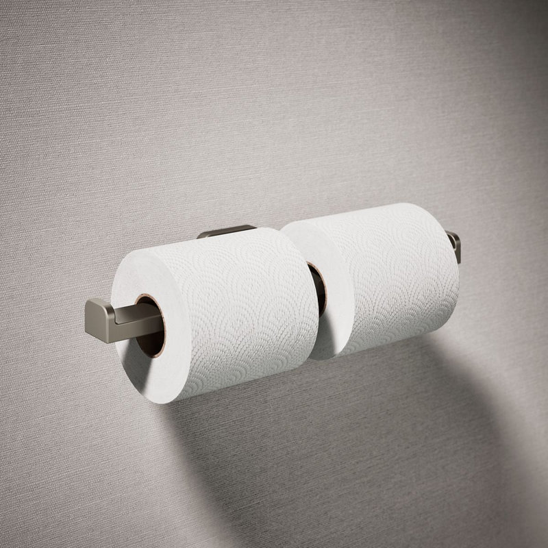 Double porte-papier hygiénique Parallel, Nickel brossé éclatant