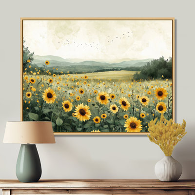 Dorelien tournesols au bord de la ferme II - tournesols, art mural sur toile