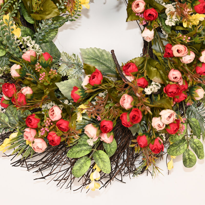 Mini couronne de fleurs 22 po Artificiel