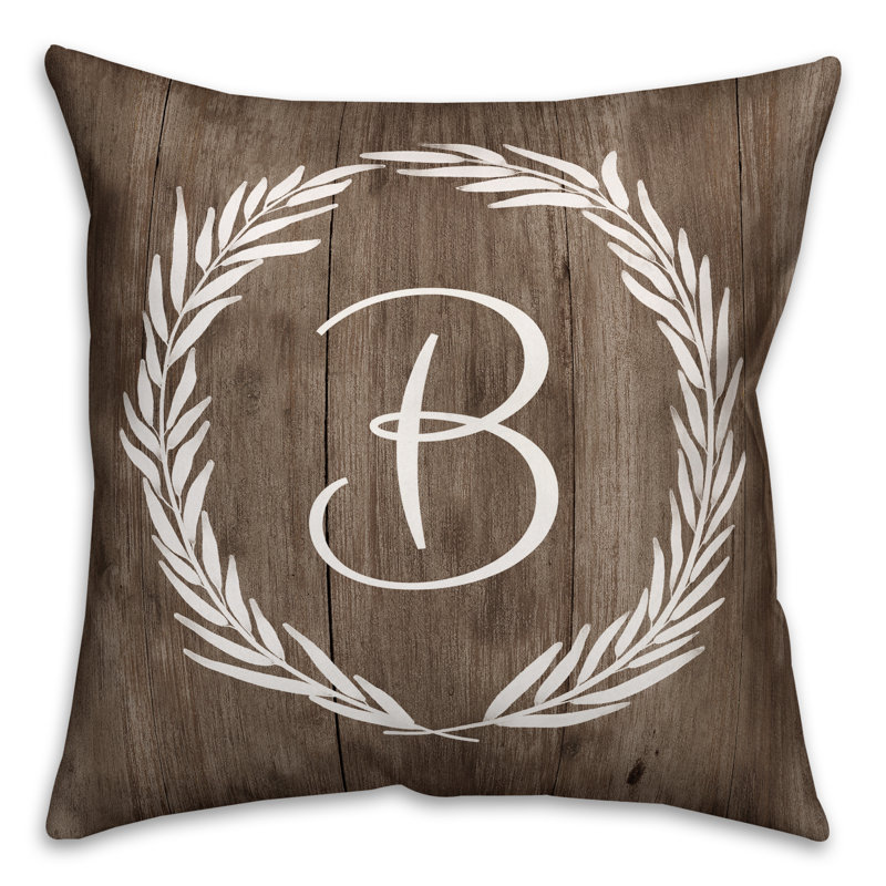  Wreath Initial Throw Pillow, B