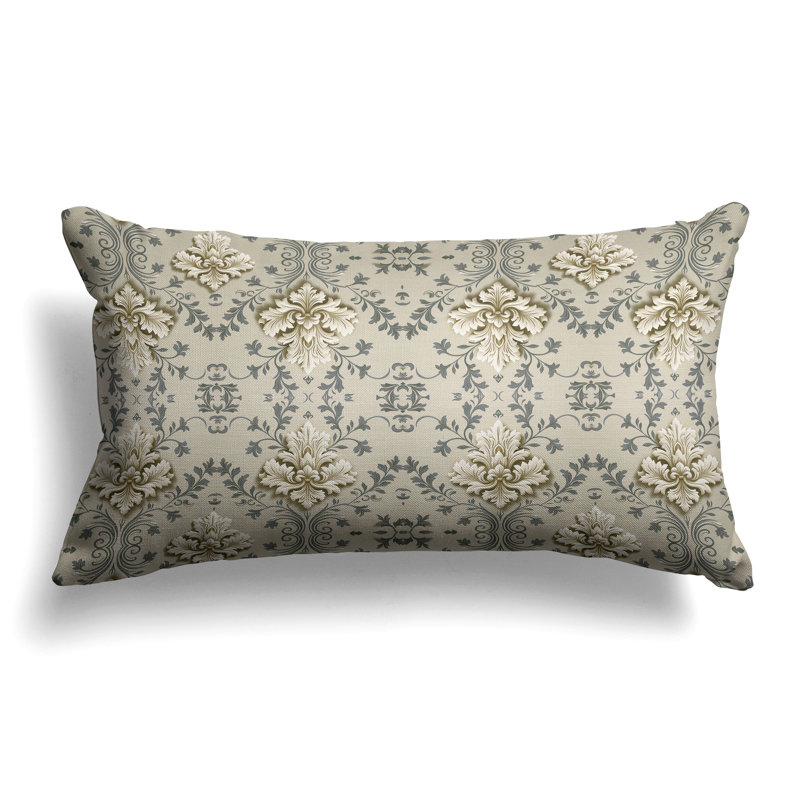 Art Deco Elegance  Rectangular Throw Pillow, Gray/Beige