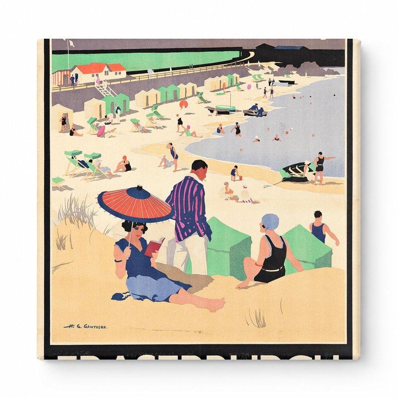 Fraserburgh - Glorious Sands - affiche rétro art déco sur toile, H 32 po x l 32 po