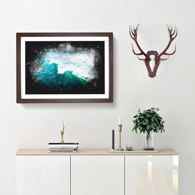La Jolla in San Diego Paint Splash - Picture Frame Graphic Art Print, 62cm H x 87cm W x 2cm D, Walnut Framed