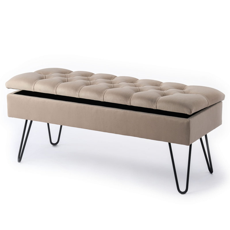 Emborough Upholstered Storage Bench, H44 x W140 x D40cm, Beige