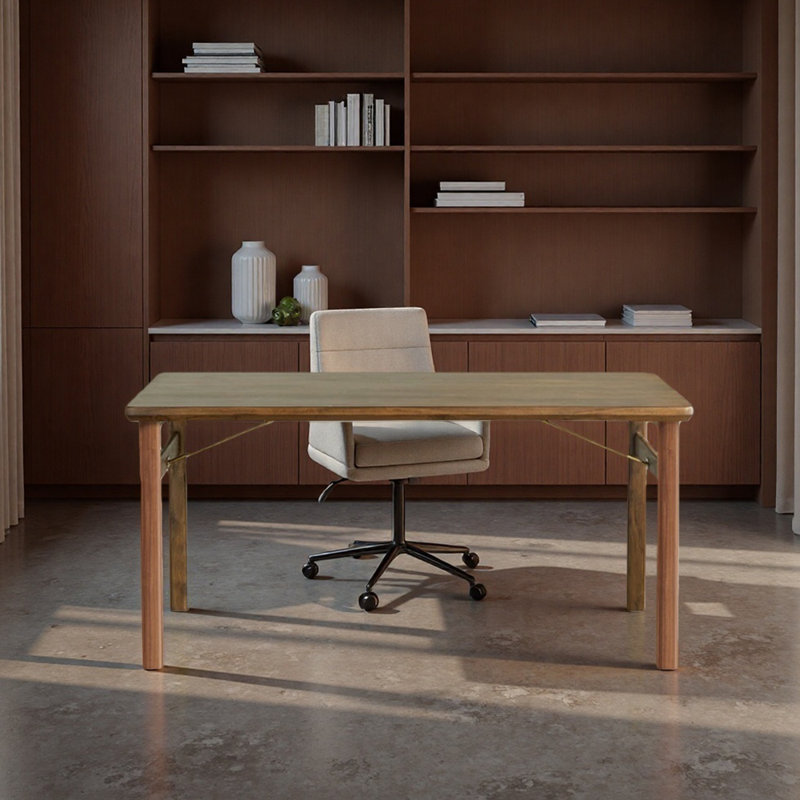 Grand bureau haut de gamme en bois de noyer haut de gamme, 29.52" H x 70.86" W x 35.43" D