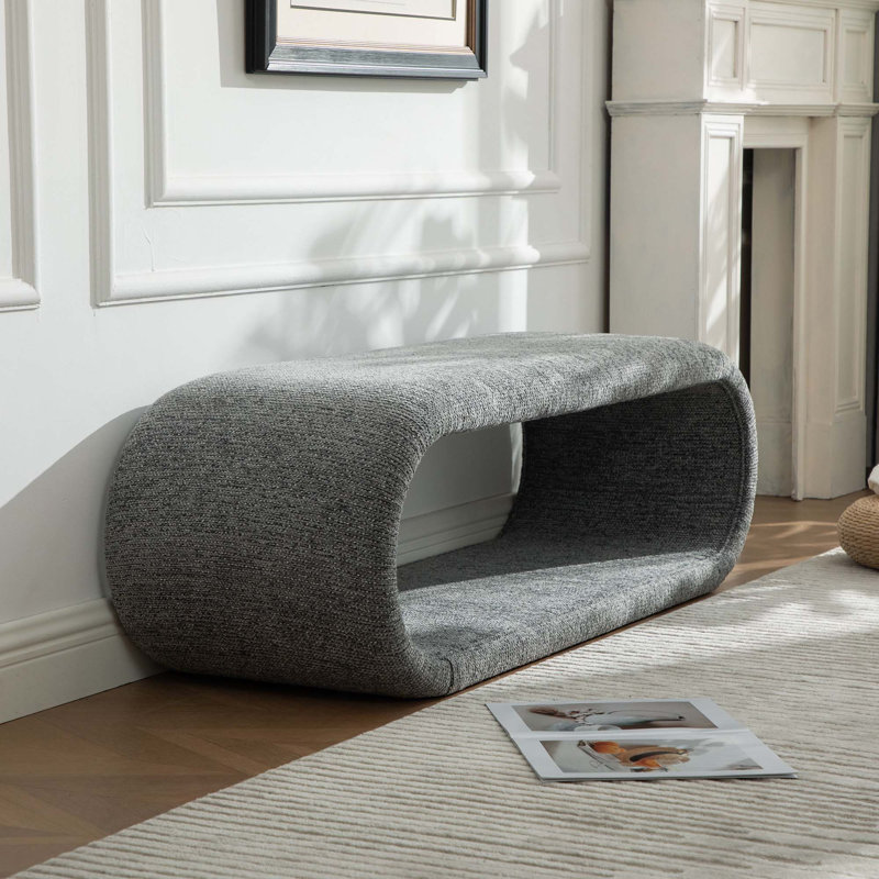 Metal Frame Chenille Upholstered Bench With Sturdy Design For Versatile Home Use No Assembly Required, Gray