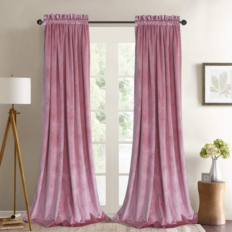 52"W Blush 2 Panels Luxury Decor Blackout Curtains Drapes, 132.08cm Width x 213cm Drop