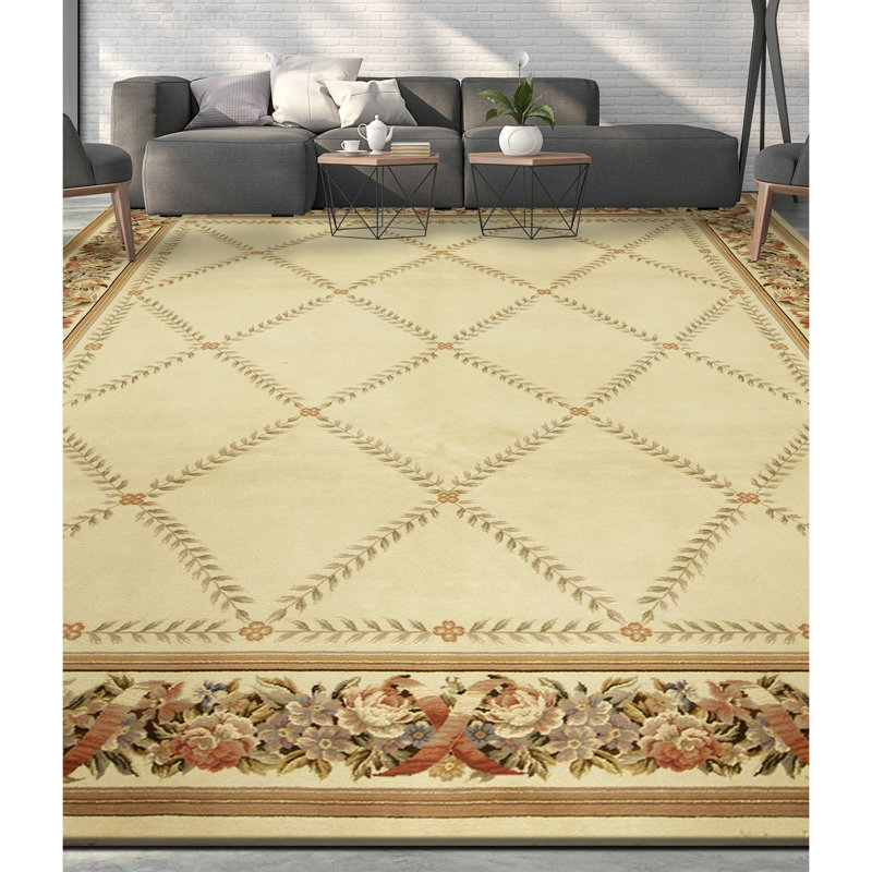 High-Quality Hand-Knotted Ivory Area Rug