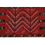 Tapis rouge / brun en laine nouée à la main de conception unique 3 pi 6 po x 6 pi 2 po New Age