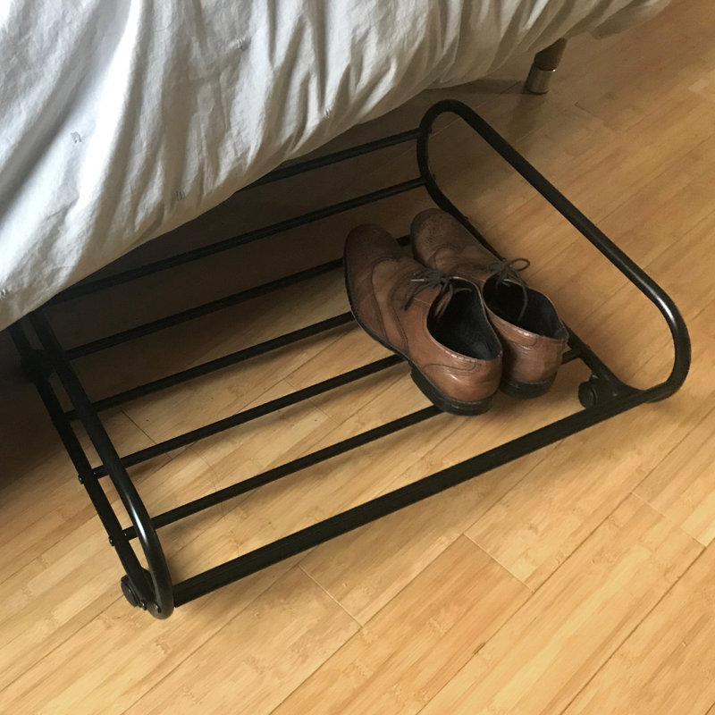 Metal Underbed Storage Basket with Wheels, Black