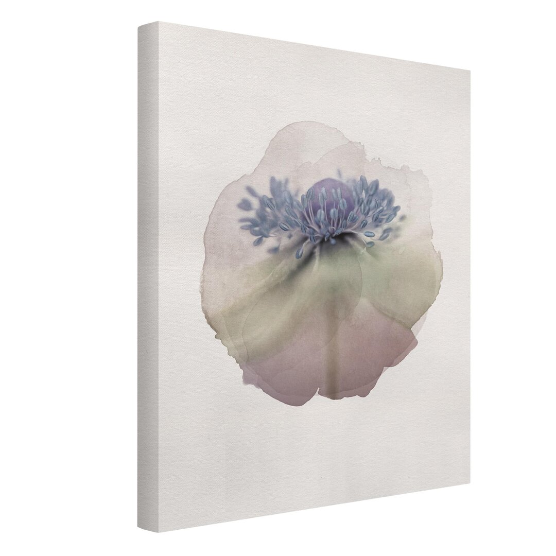 Leinwandbild Aquarell-Anemone in Violett - Gemälde auf Leinwand