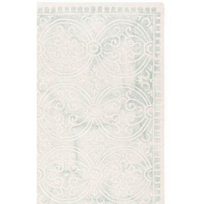 Oakton Hand Tufted Wool/Cotton/Latex Geometric Rug in Light Green/Ivory