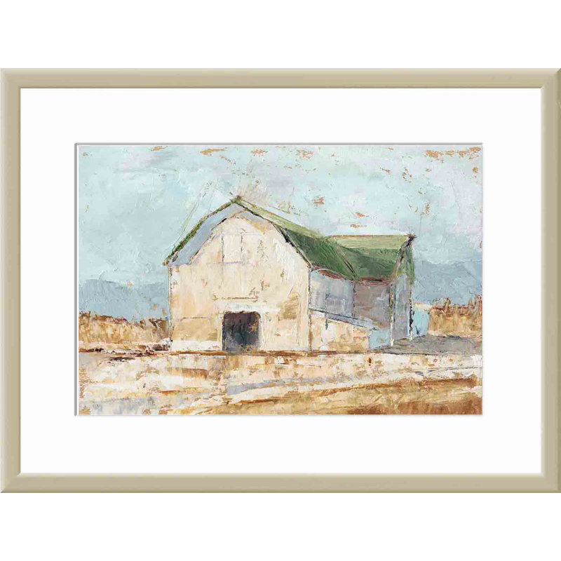 «Whitewashed Barn IV» par Ethan Harper - peinture encadrée, H 12,09 po x l 16,09 po x P 1,1 po, Argent allemand