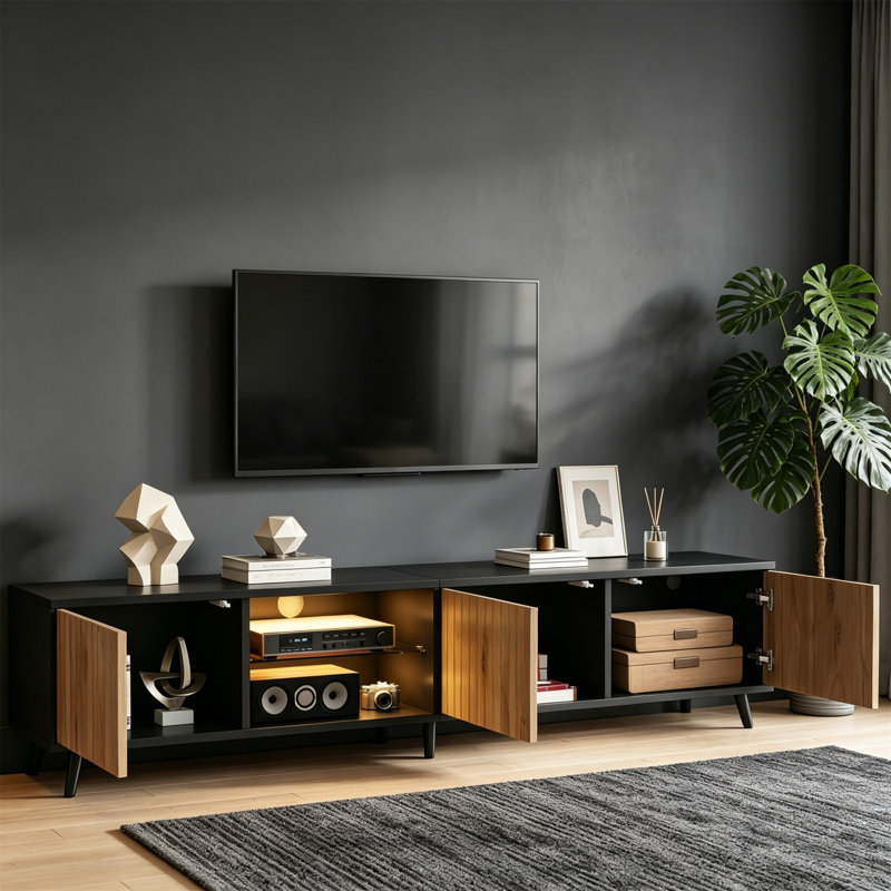 Unfinished TV Stand for TVs up to 70" with Fireplace Included