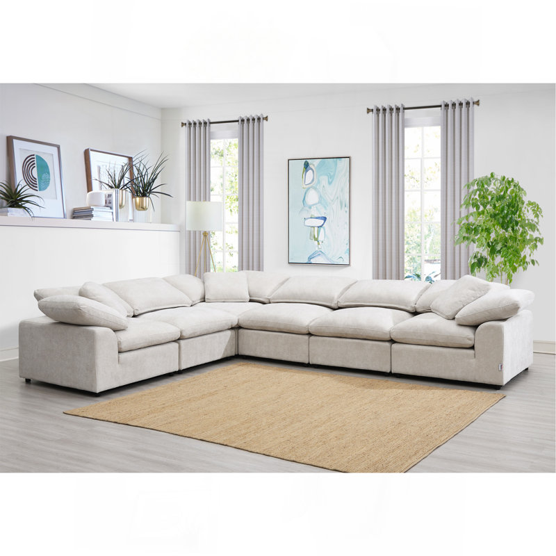 Canapé modulaire ivoire en lin 6 pièces