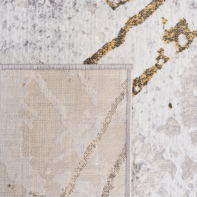 Canipe Gray/Gold Area Rug, Round 6'7"