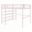 Lit mezzanine double en métal avec tablettes à 4 niveaux et rangement, rose-1625197245