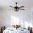 52" Vintage Tiffany-Style Stained Glass Ceiling Fan With Remote Control, 6 Speeds, Reversible