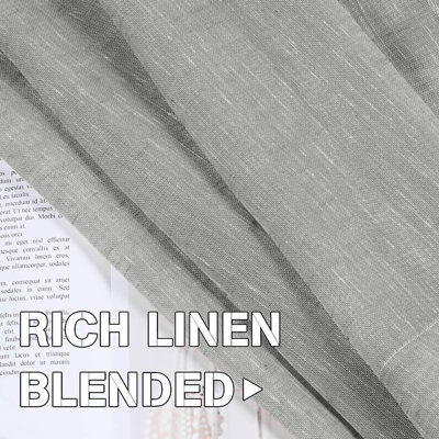 Hywell Soft Linen Plaid Semi-Sheer Grommet Curtain Panels