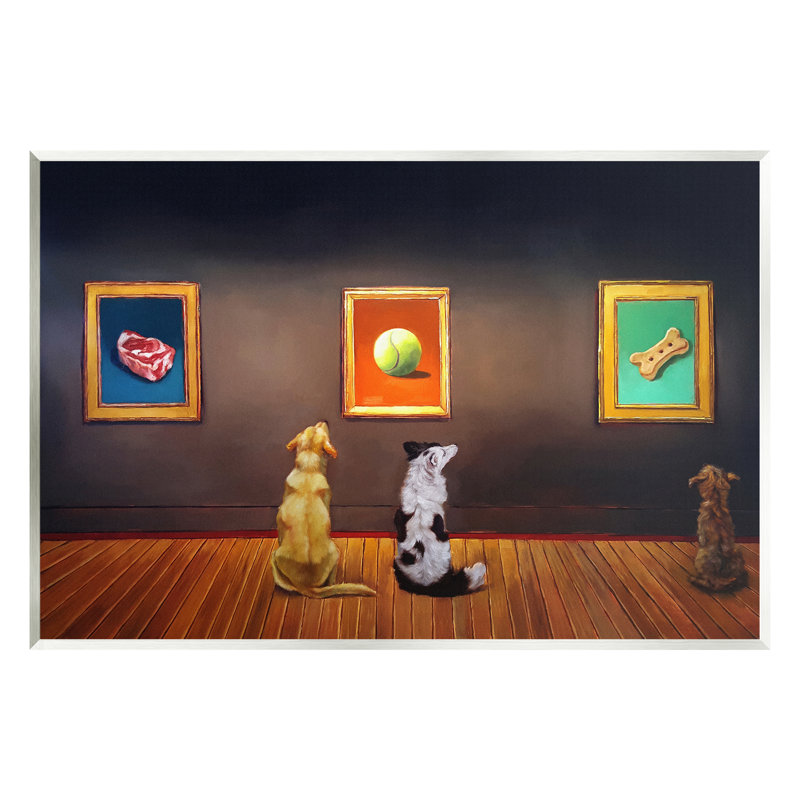 «Drôle de chien», galerie d'art sur toile flottante par Lucia Heffernan, H 13 po x l 19 po x P 0,5 po, Bois