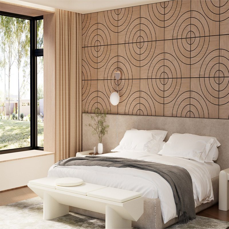 Panneau mural insonorisant circulaire 0,4 po x 24 po x 24 po noyer auto-adhésif (paquet de 4)