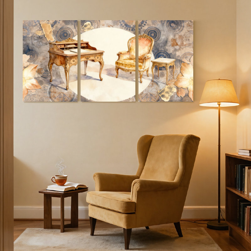 Ensemble de 3 reproductions d'art sur toile à motif floral, H 30 po x l 60 po