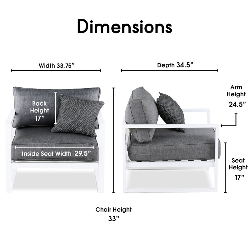 Paloma White Outdoor Accent Chair with Slate Gray Cushions