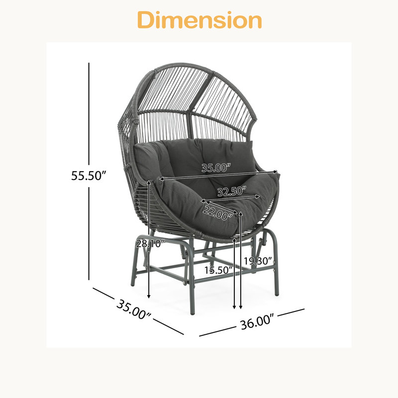 Fauteuil oscillant d'extérieur en osier, Gris