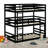 Twin Over Twin Over Twin Triple Bunk Bed, Rubber Wood Frame With 2 Built-in Ladders & Guardrails, Detachable Design-33972790
