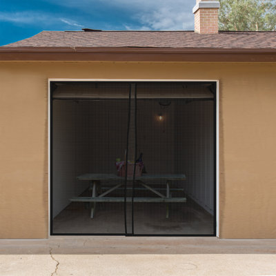 Screened Entry One Car Garage Door Screen – Heavy-Duty Weighted Mesh Curtain with Magnetic Closure for Mosquito, Insect, and Sun Protection by Pure Garden