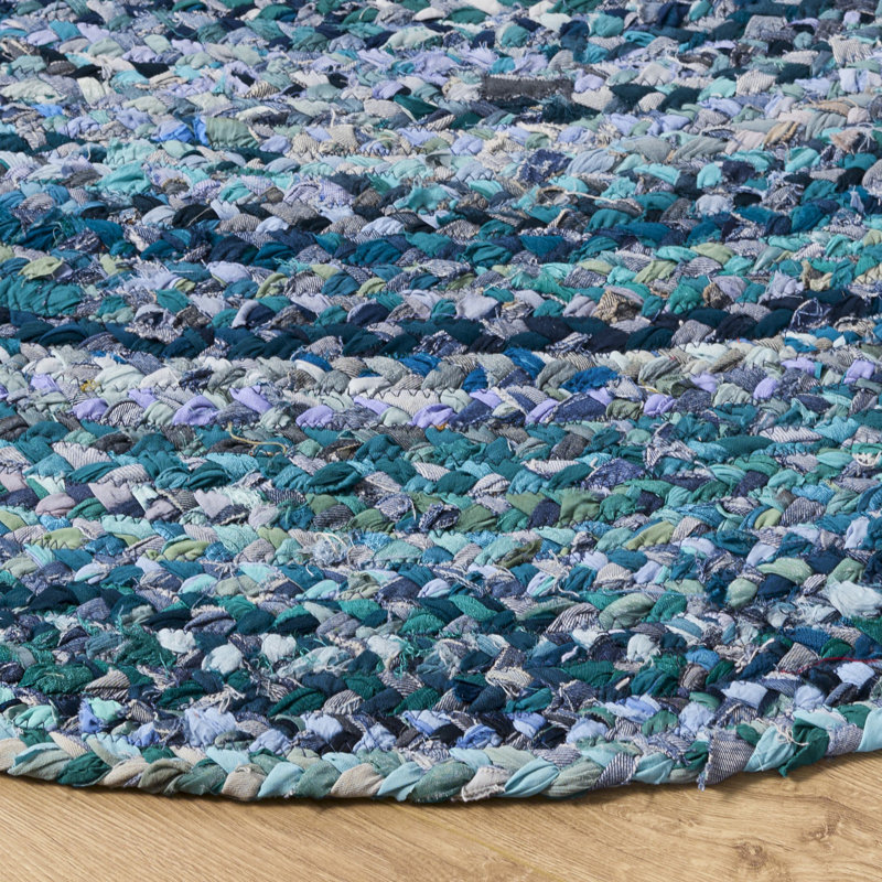 Braided Hand Woven Cotton Solid Color Indoor Rug, Round 6'