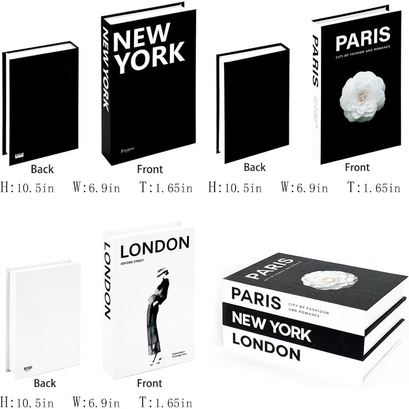 3 livres décoratifs pour décoration de table basse