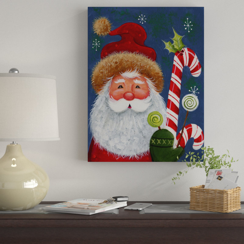 « père noël avec bonbon », art sur toile, H 19 po x l 14 po x P 2 po