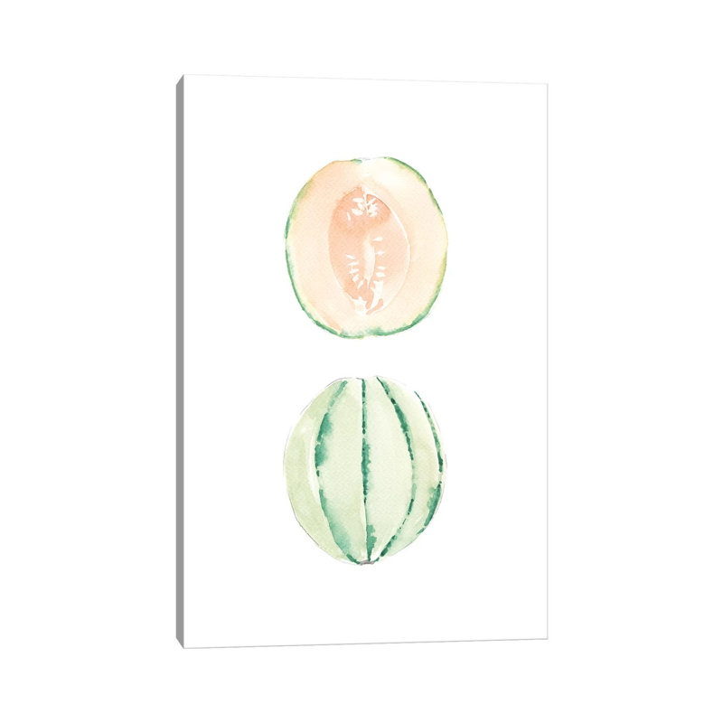 Cantaloupe Slice by Melissa Selmin - Painting on Canvas, Wrapped Canvas, 20.32 cm H x 30.48 cm W