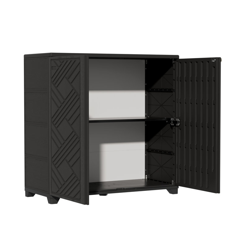  Armoire de rangement en forme de losange avec tablette 75 gallons Decksplore, Noir